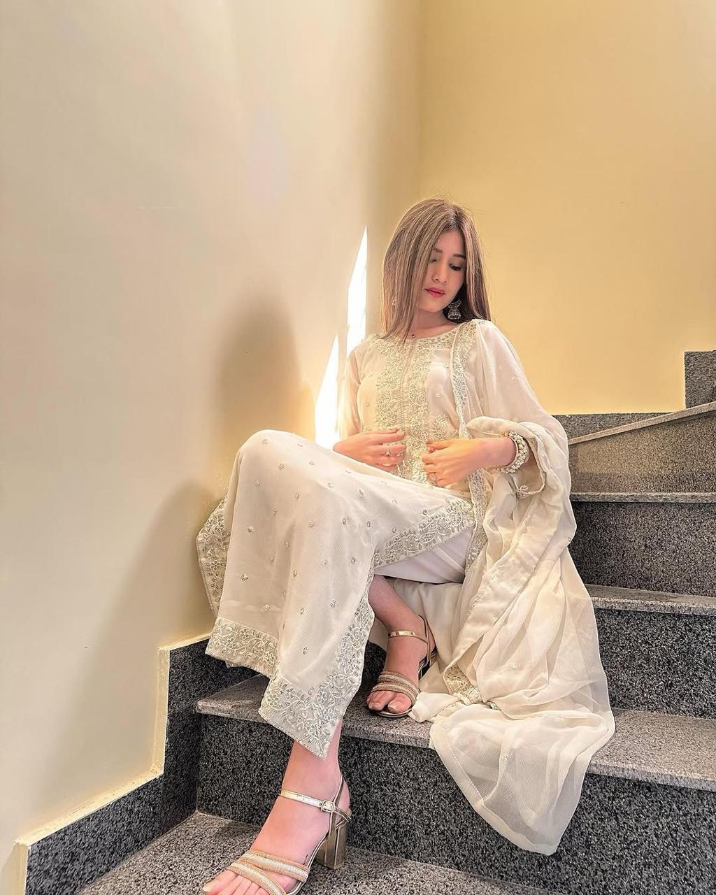 Ivory Glow Embellished Straight Suit Set