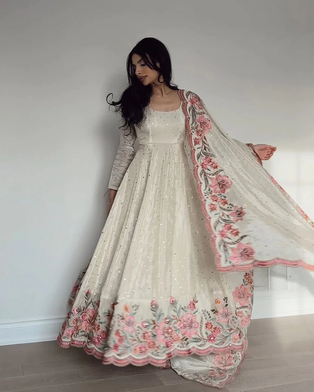Rashi Heavy Silk White Gown