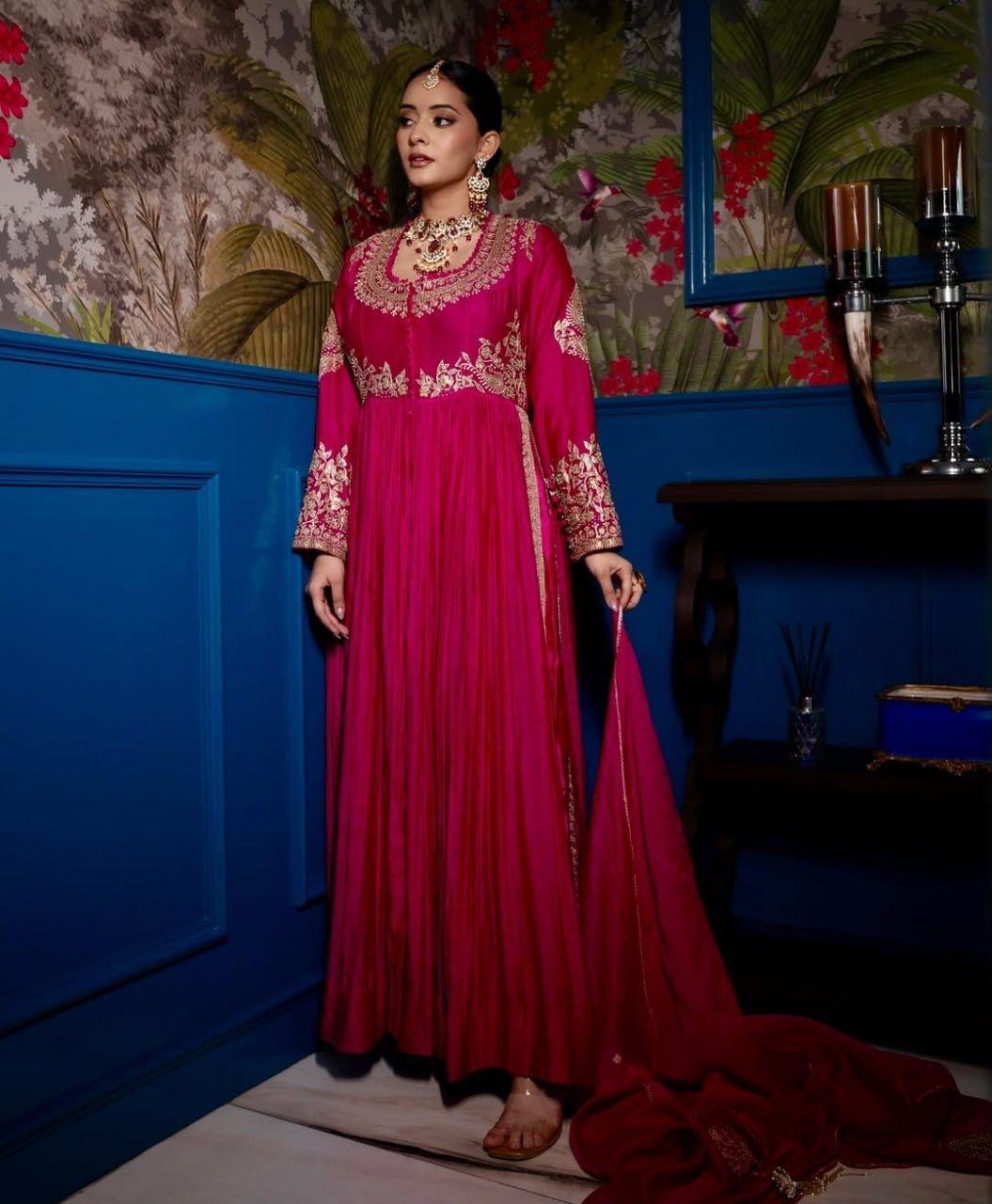 Regal Roseberry Embroidered Anarkali Set
