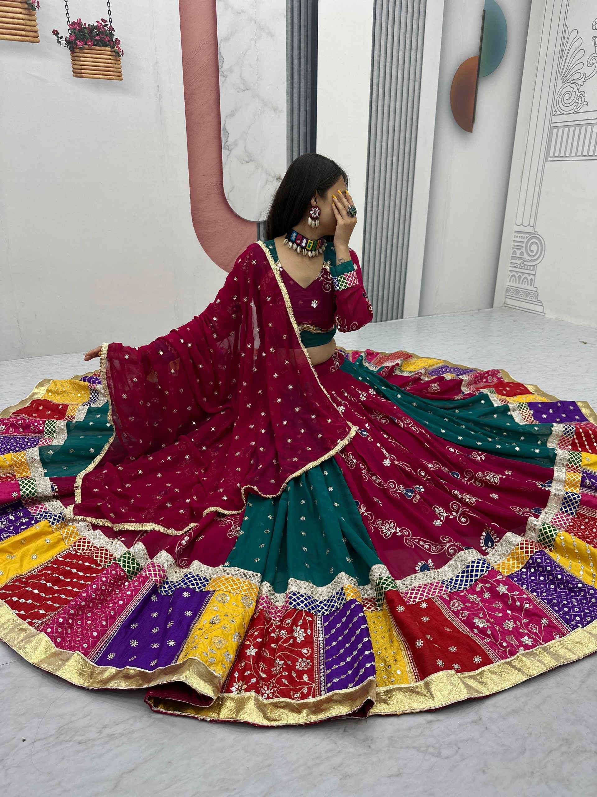 Colorful Panelled Georgette Lehenga Choli