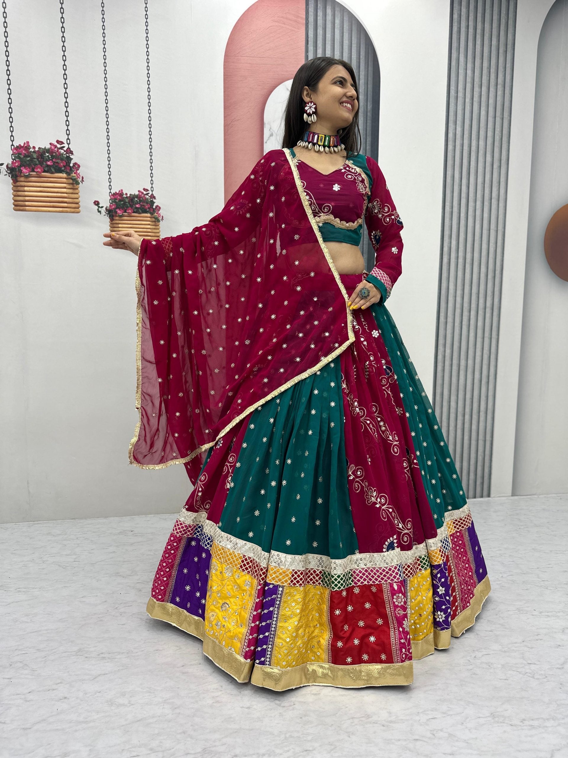 Colorful Panelled Georgette Lehenga Choli