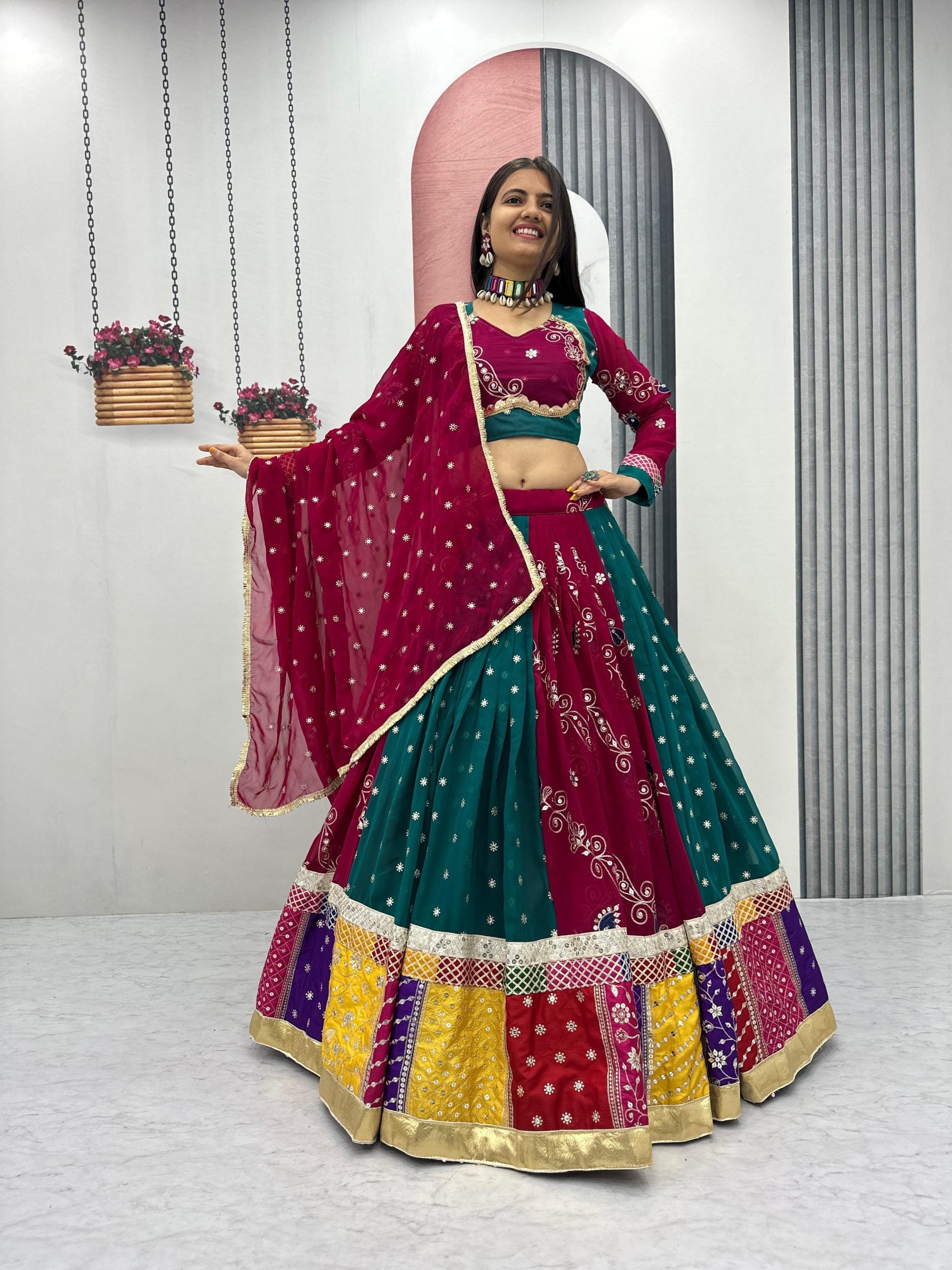 Colorful Panelled Georgette Lehenga Choli