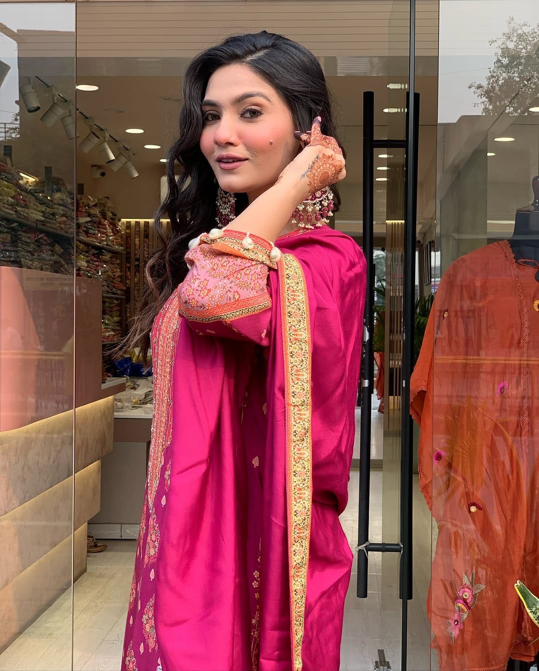 Rani Pink Embroidered Kurta Set with Dupatta