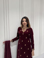 Velvet Maroon Noor Palazzo Set