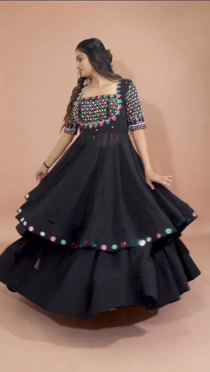 Black Mirror Work Embroidered Lehenga Set