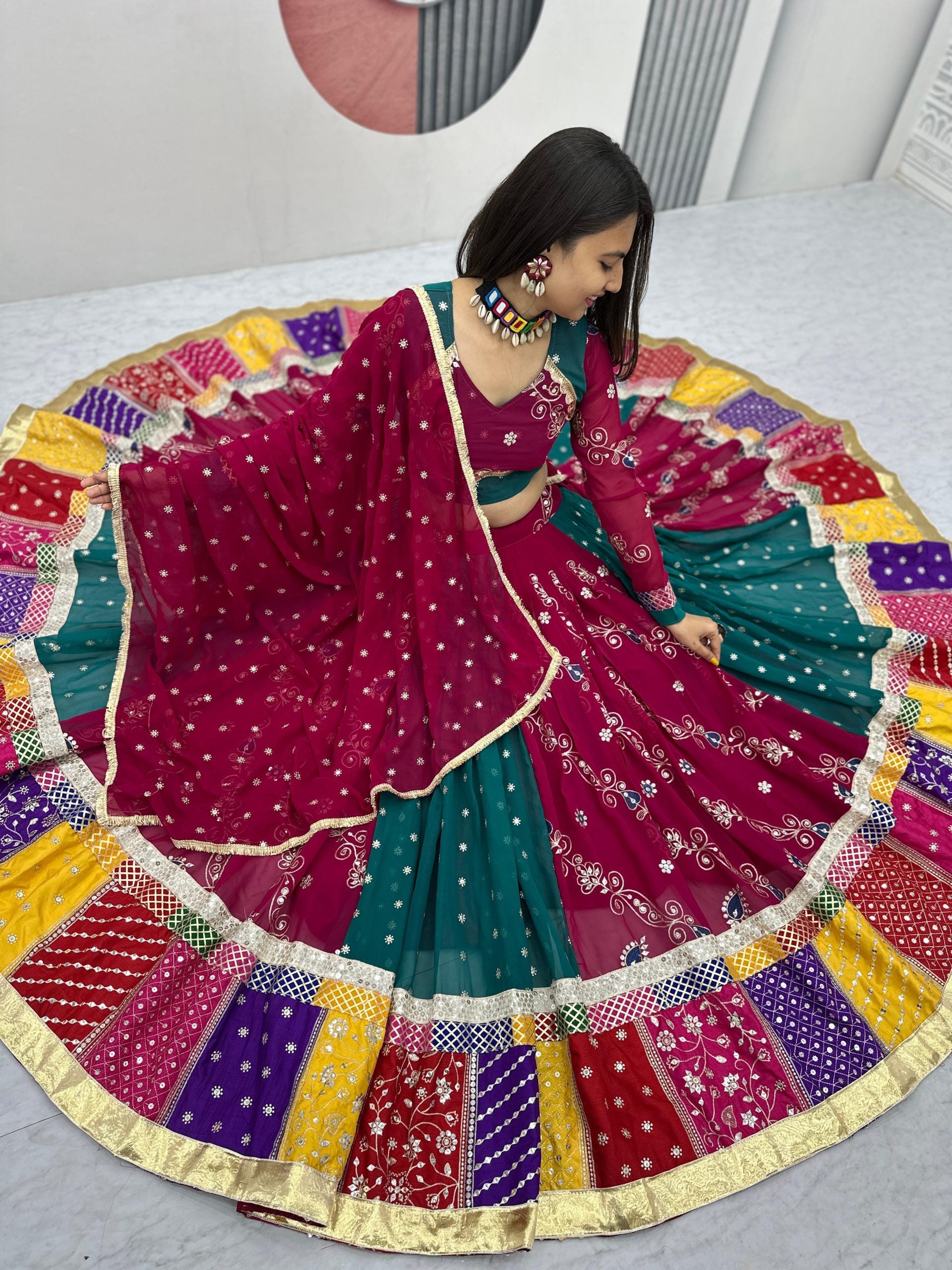 Colorful Panelled Georgette Lehenga Choli