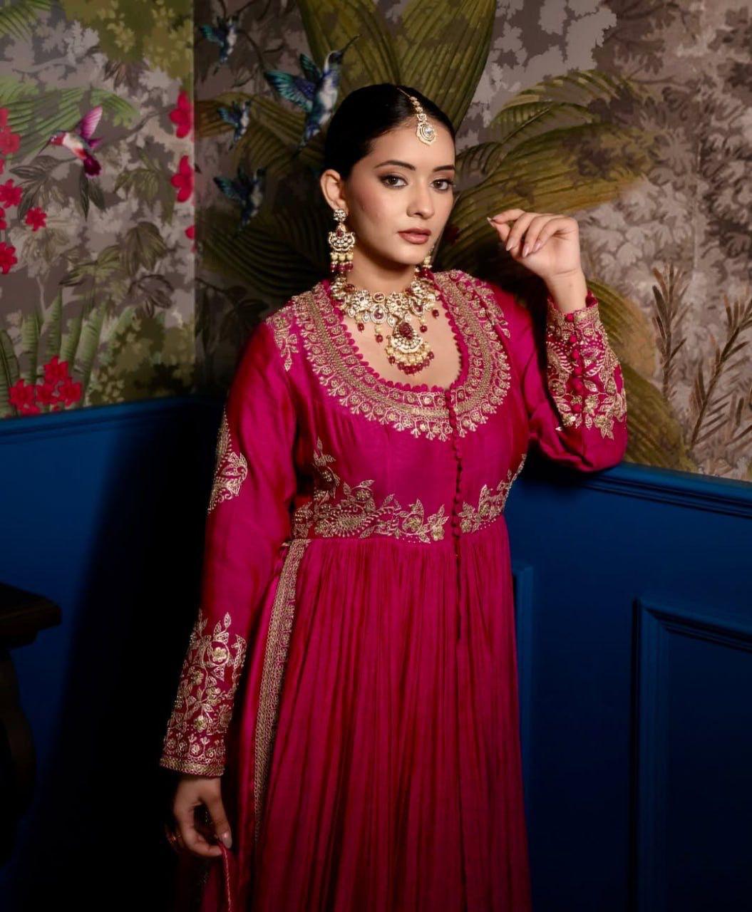 Regal Roseberry Embroidered Anarkali Set