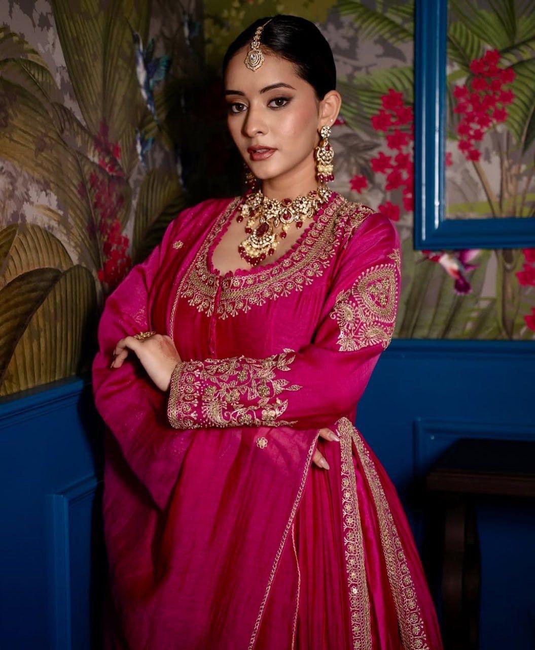 Regal Roseberry Embroidered Anarkali Set