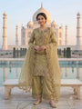 Designer Embroidered Cut Work Top Palazzo Suit with Dupatta