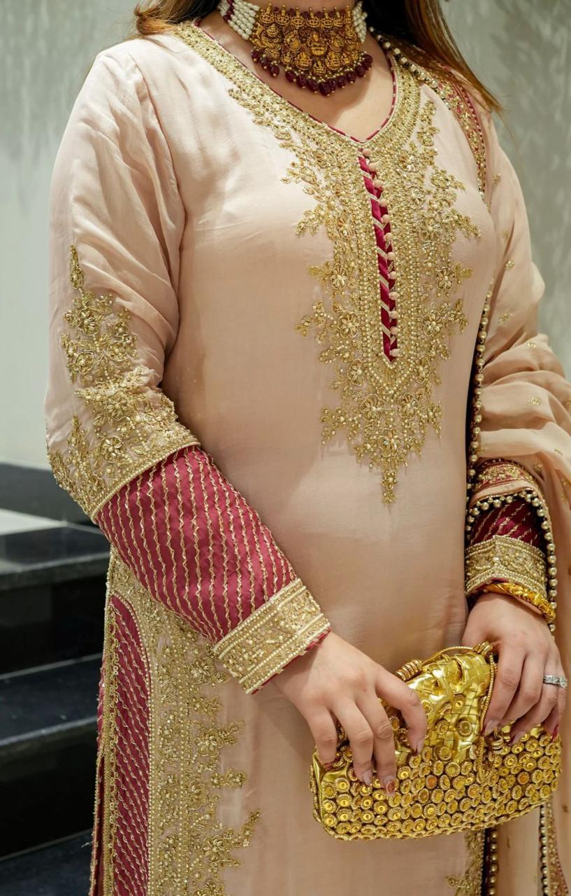 Shagun Golden Embroidered Festive Suit