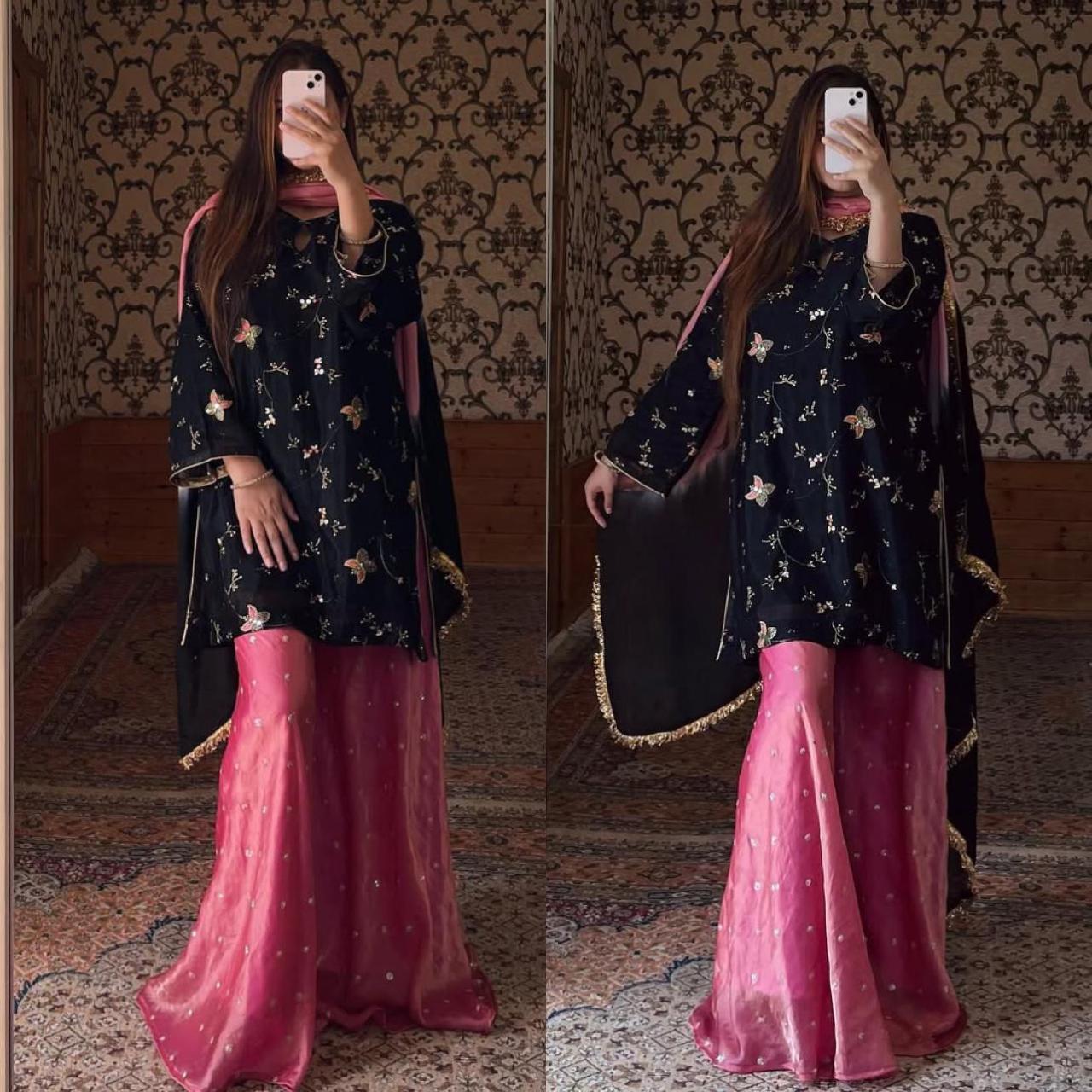 Midnight Rose Sharara Set