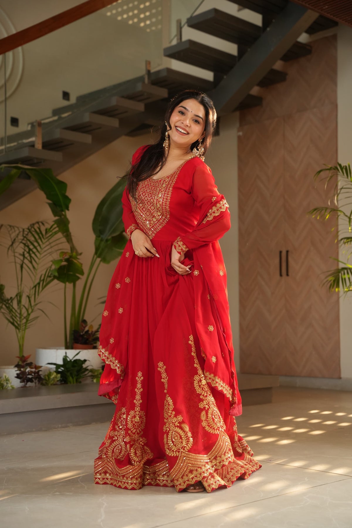 Bhavika Red Anarkali Suit Set