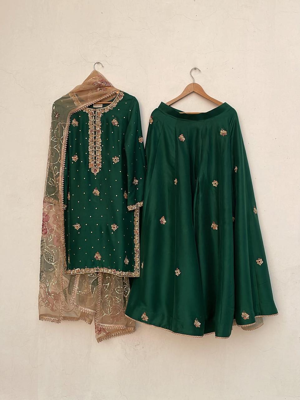 Nayab Green Embroidered Suit