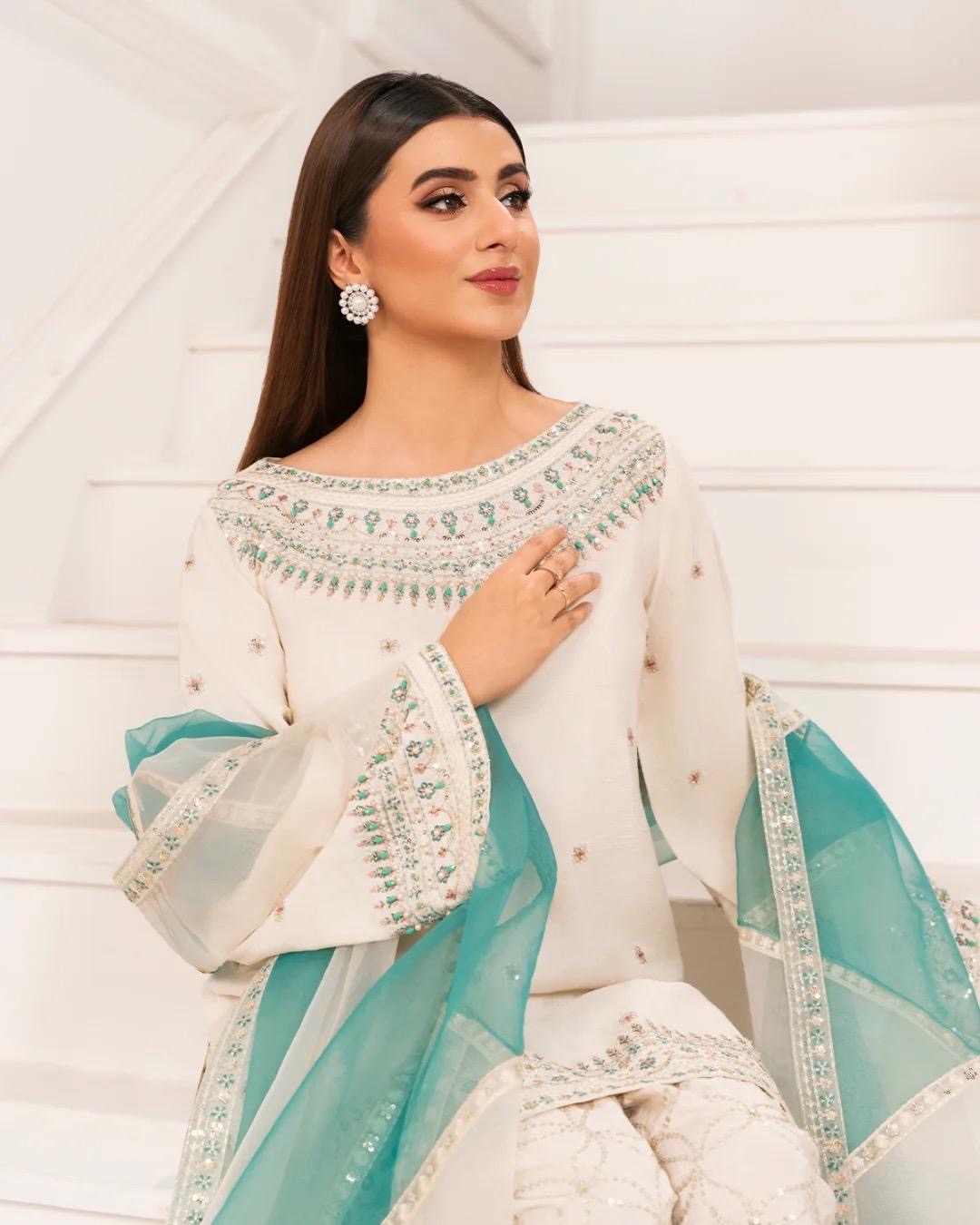 Noor Embroidered Ivory Ensemble