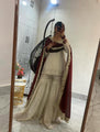 Cream Embroidered Sharara Suit with Maroon Dupatta