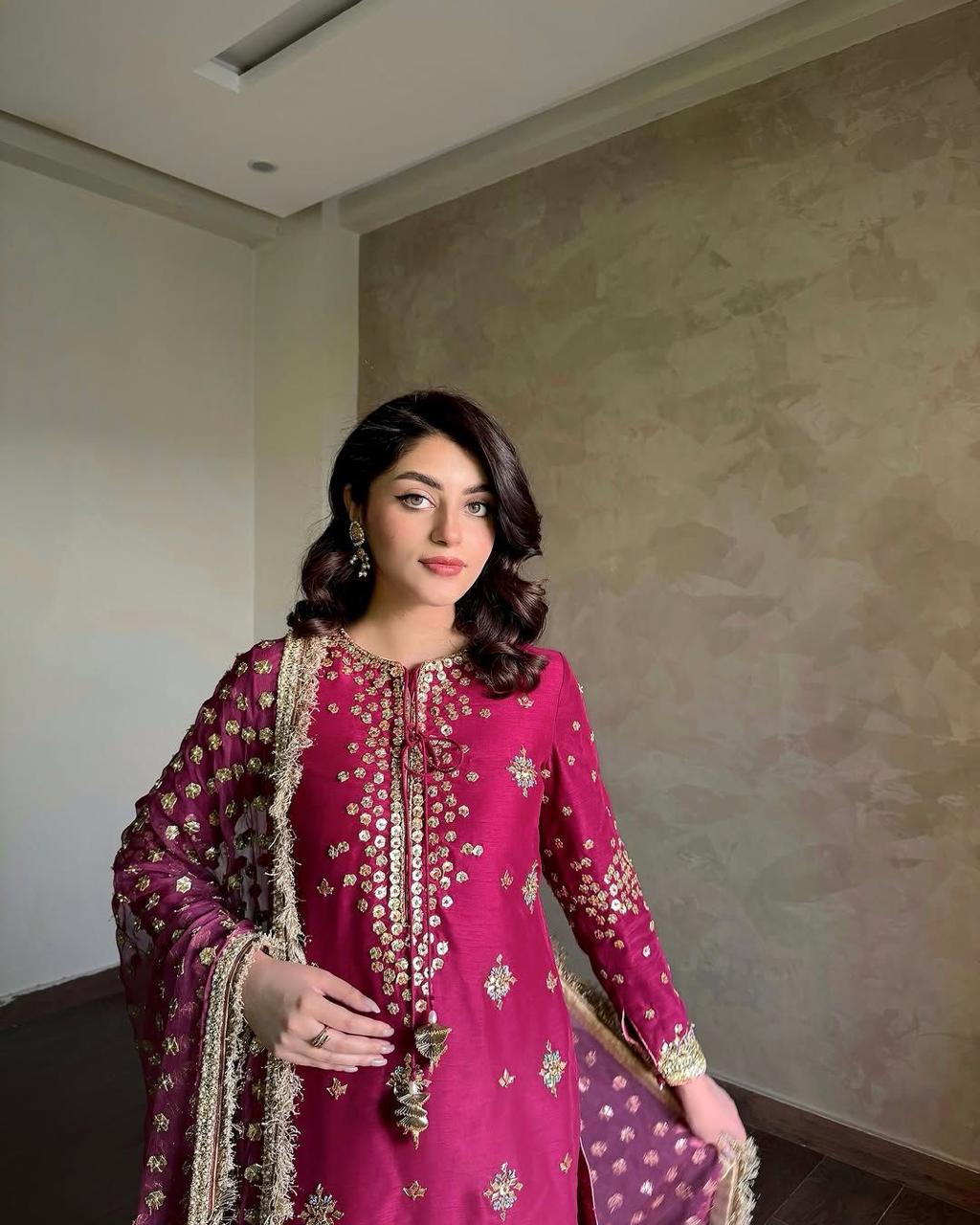 Zehra Magenta Palazzo Set