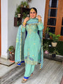 Zayra Luxe Georgette Embroidered Palazzo Set with Dupatta