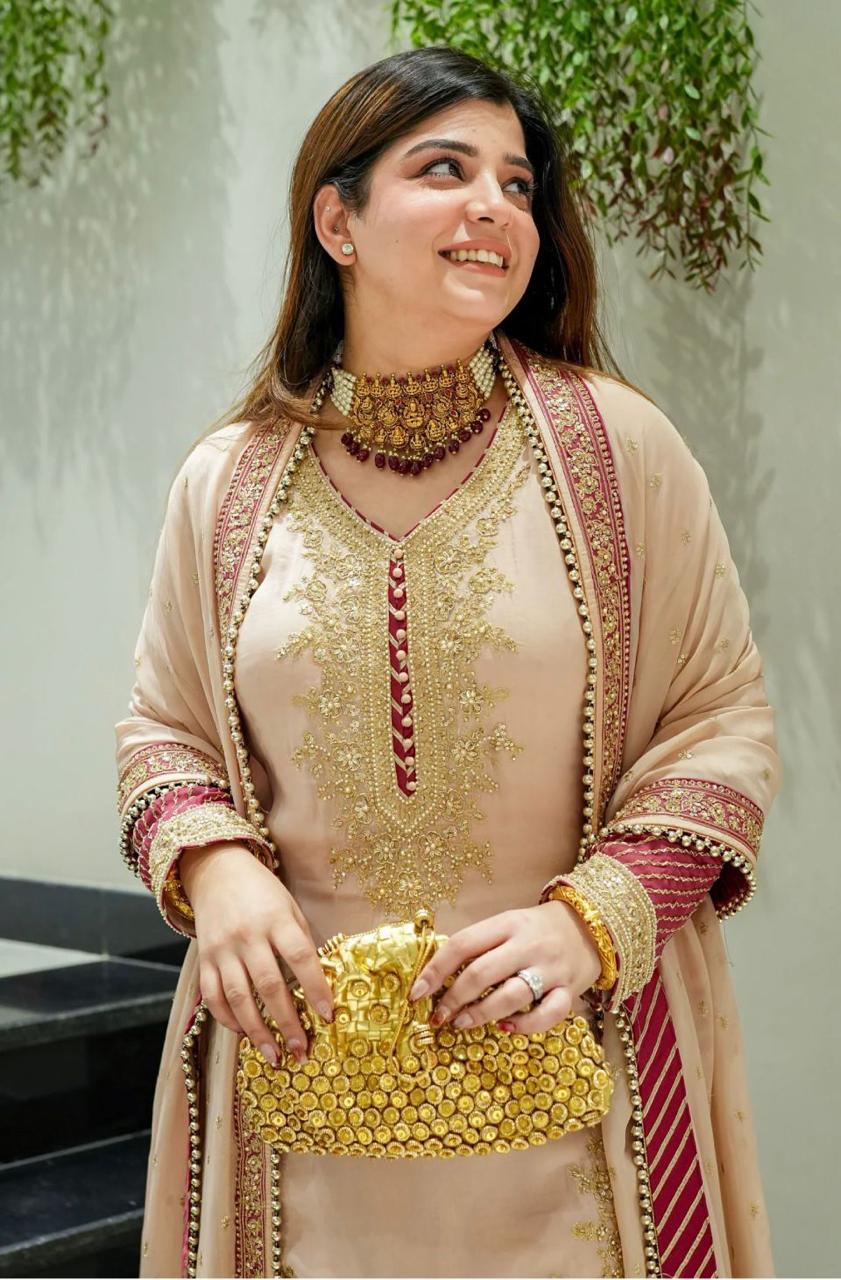 Shagun Golden Embroidered Festive Suit