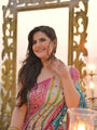 Zareen Inspired Bandhani Lehriya Tebby Silk Saree