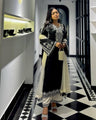 Noir Elegance Embroidered Chinon Silk Kurti Set