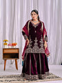 Elegant Velvet Sharara Set with Sequin Embroidery