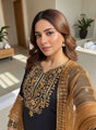 Meher Noir Chinon Silk Embroidered Kurti Palazzo Set with Dupatta