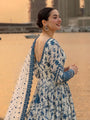 Zivara Chinon Silk Embroidered Gown Pant Set with Dupatta