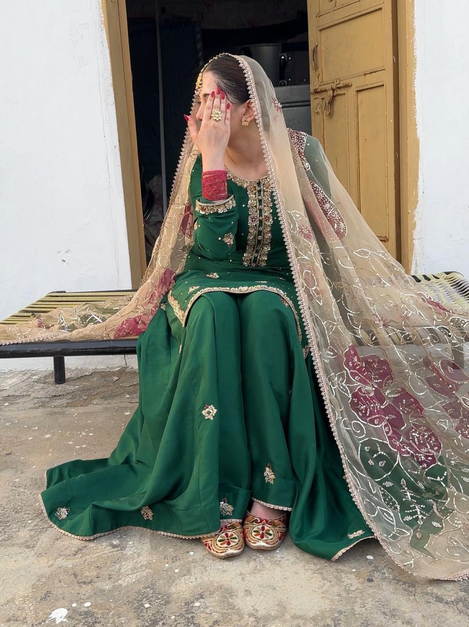 Nayab Green Embroidered Suit