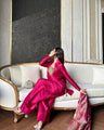 Magenta Pink Silk Embroidered Salwar Suit with Banarasi Dupatta