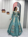 Regal Teal Embroidered Ensemble