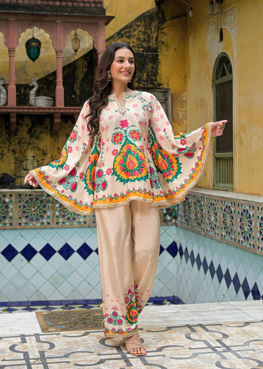 Kashmiri Blossom Flared Kurta Set