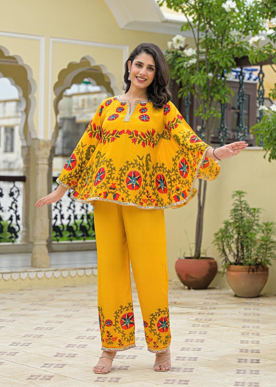 Kashmiri Blossom Flared Kurta Set