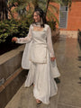 Chandani Maroon & White Space Silk Gharara Set