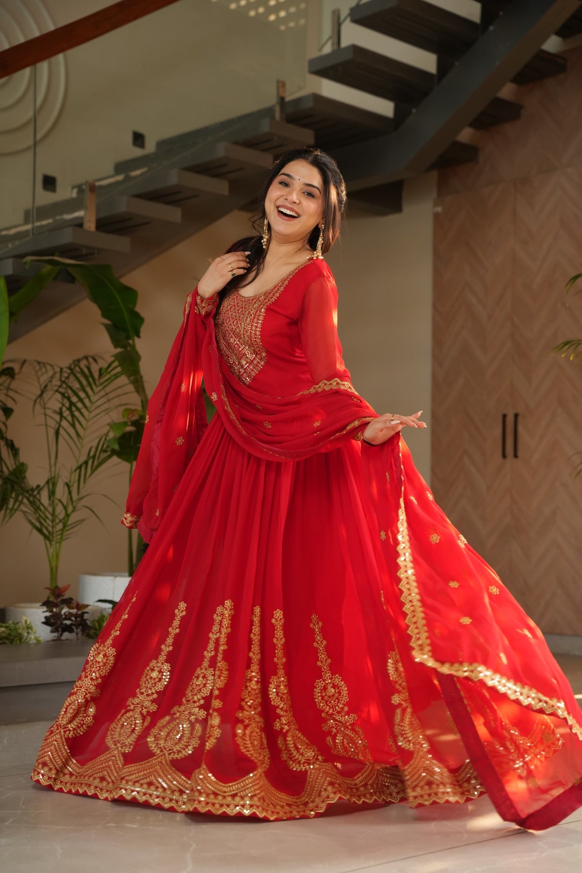 Bhavika Red Anarkali Suit Set
