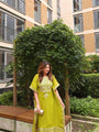 Lime Green Embroidered Festive Kaftan Set