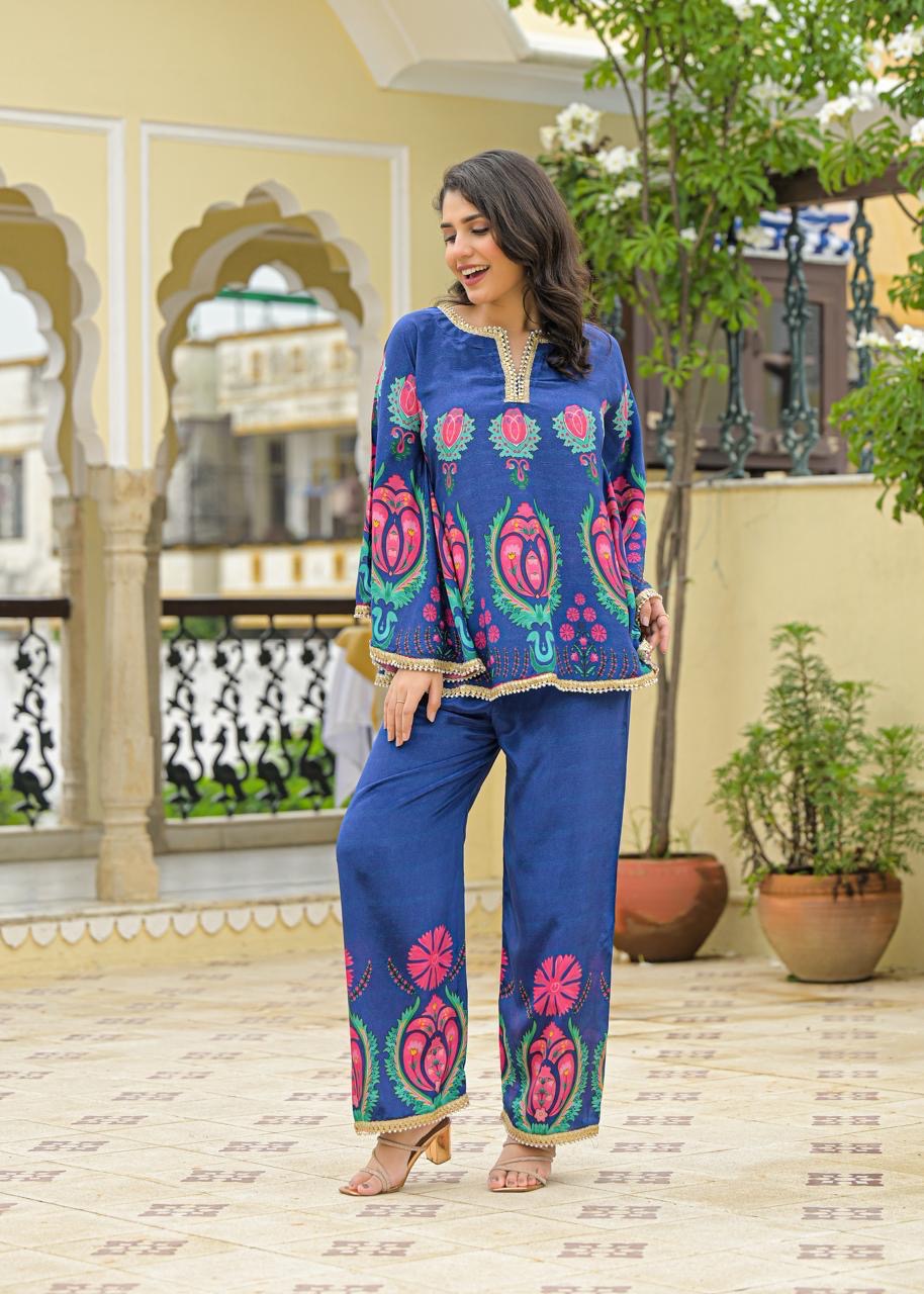 Kashmiri Blossom Flared Kurta Set