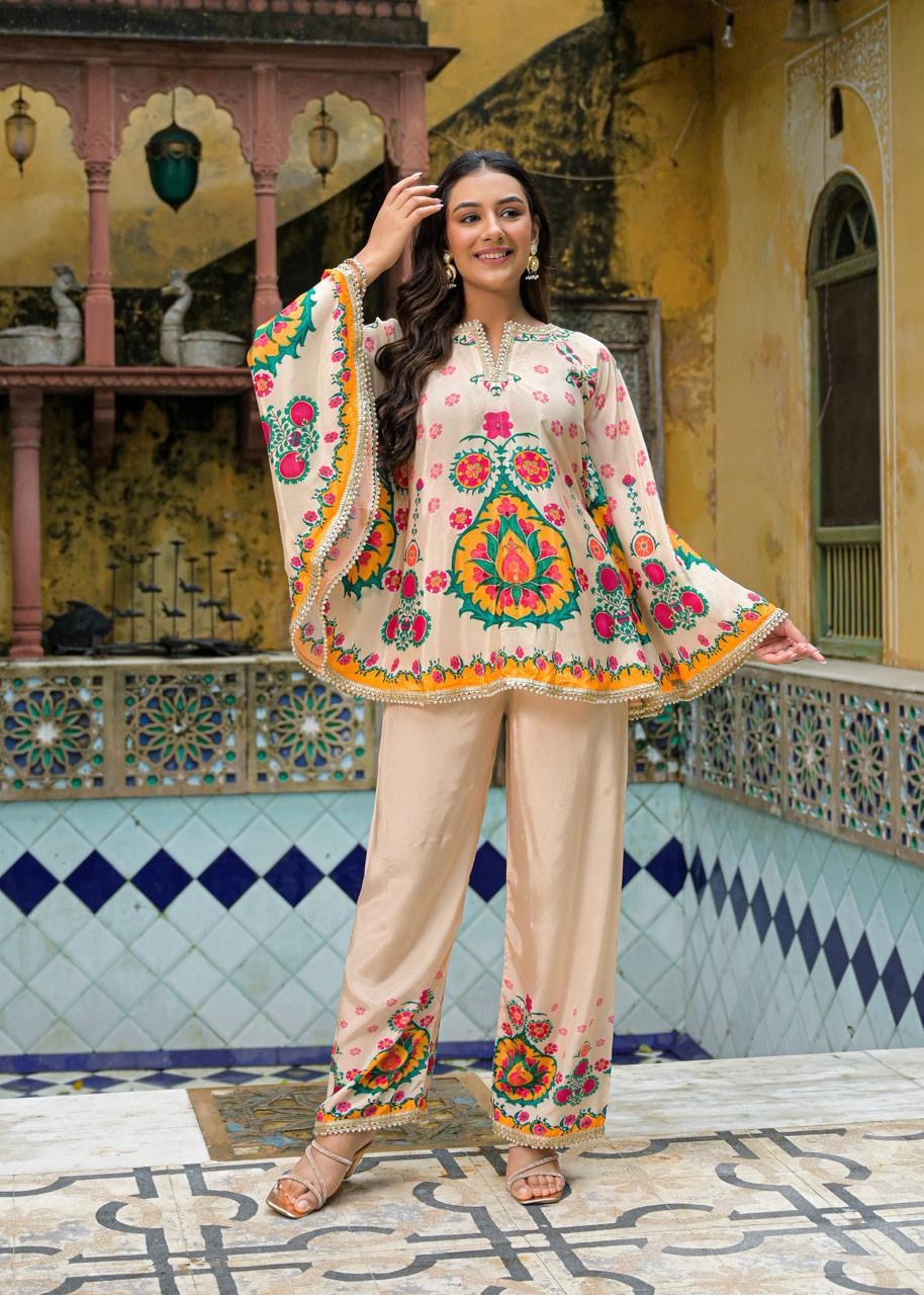 Kashmiri Blossom Flared Kurta Set