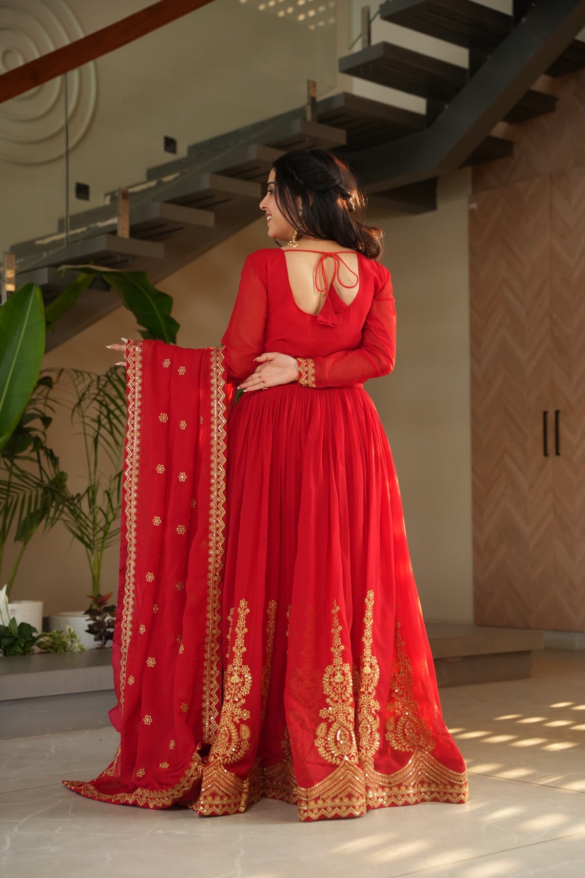Bhavika Red Anarkali Suit Set
