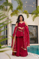 Ruby Red Peplum Sharara with Foil-Printed Dupatta