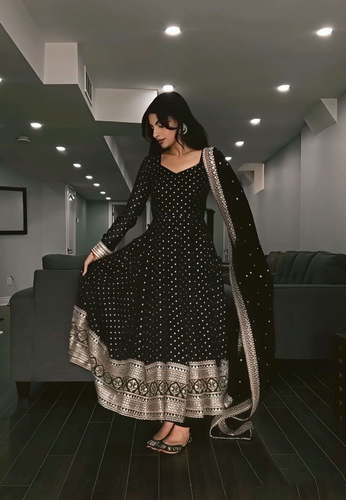 Ethereal Noir Anarkali Set