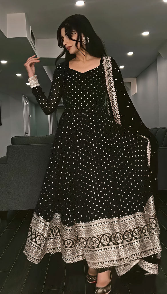 Ethereal Noir Anarkali Set