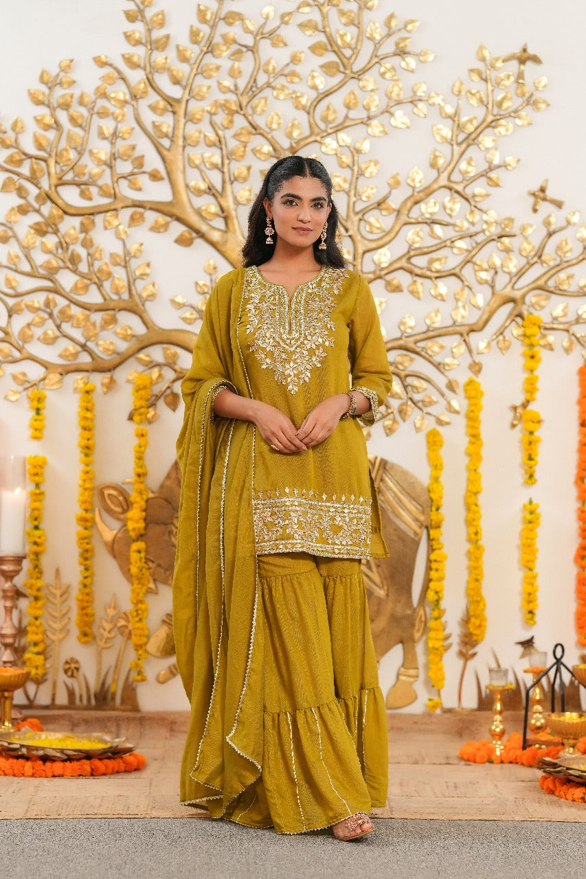 Akansha Mustard Sharara Suit Set
