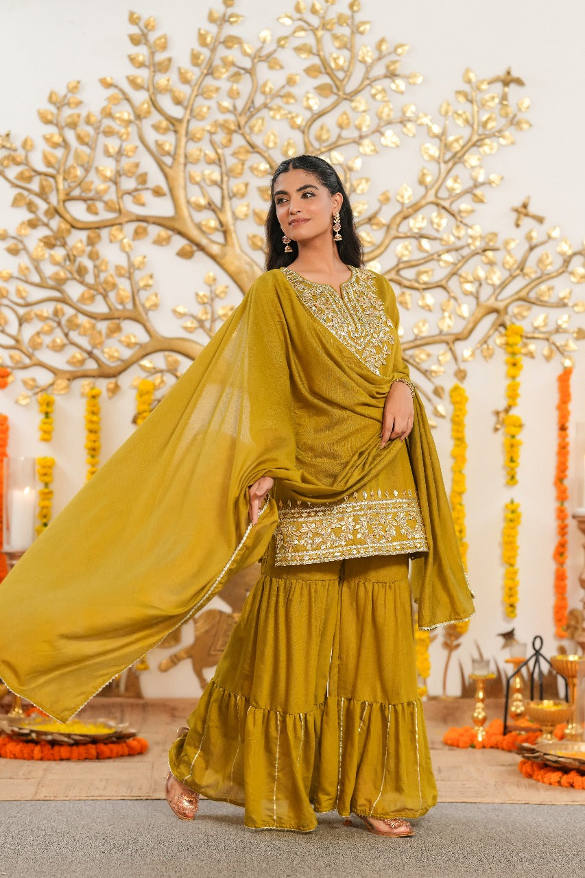 Akansha Mustard Sharara Suit Set