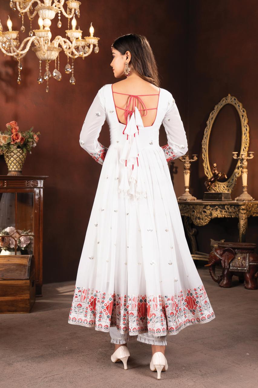Ivory Bloom Embroidered Anarkali Suit Set