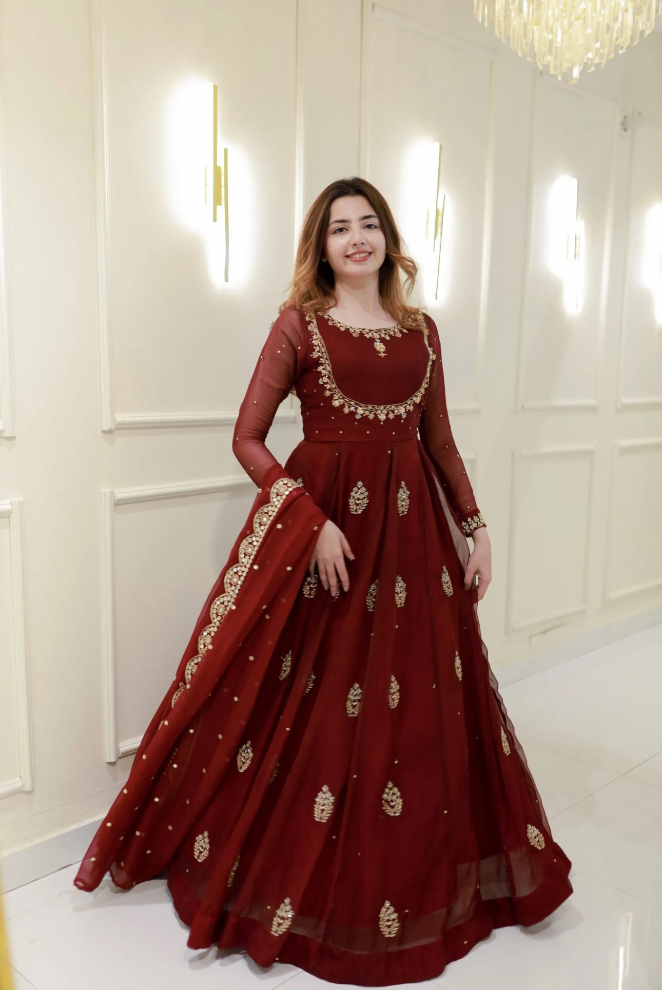 Crimson Royale Anarkali