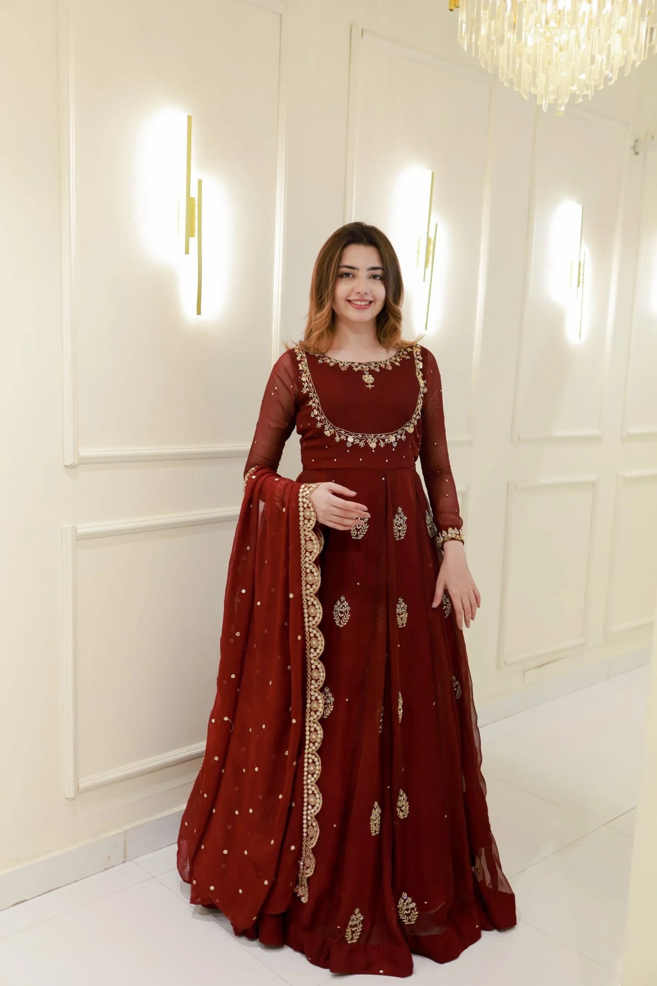 Crimson Royale Anarkali