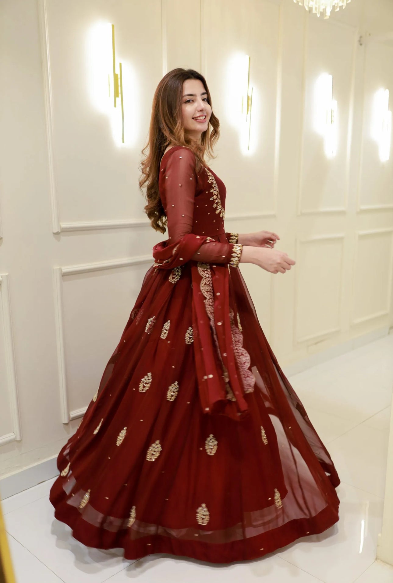 Crimson Royale Anarkali