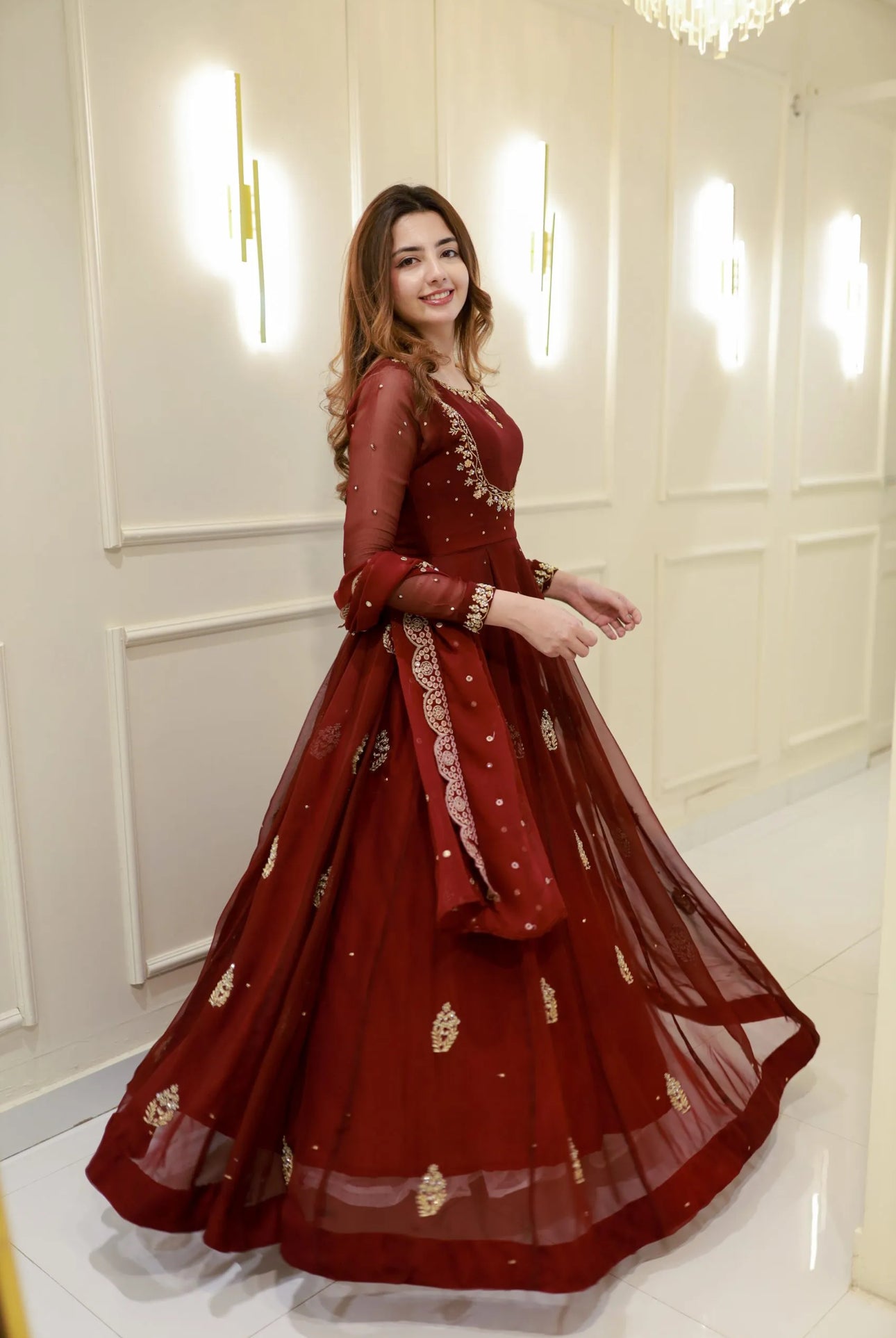 Crimson Royale Anarkali