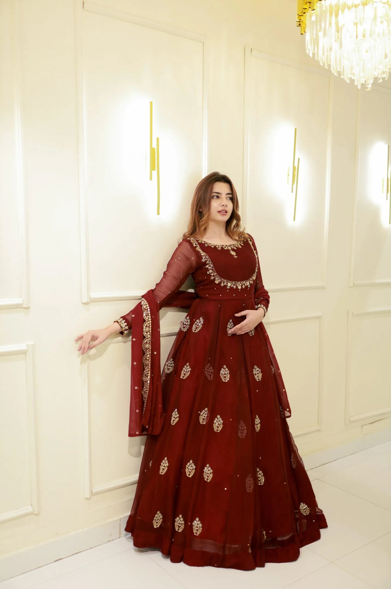 Crimson Royale Anarkali