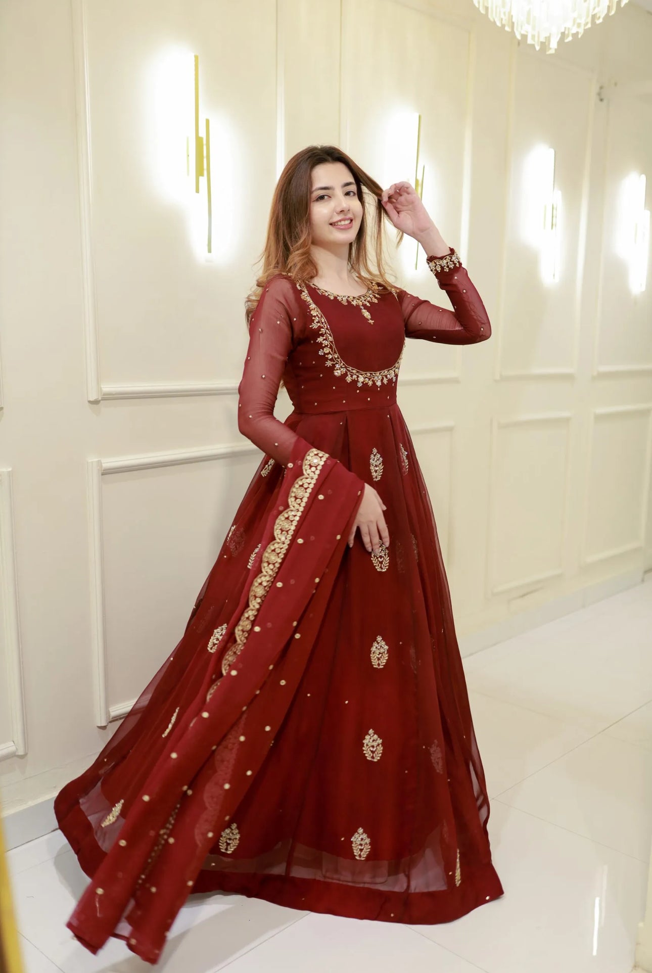 Crimson Royale Anarkali